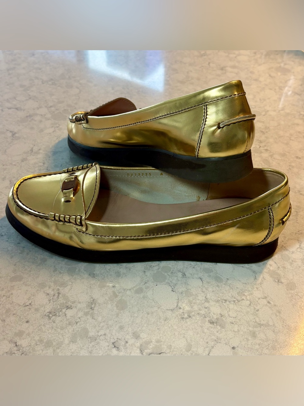 Vintage 1990s Salvatore Ferragamo Metallic Gold Loafers, Made in Italy, Size 11